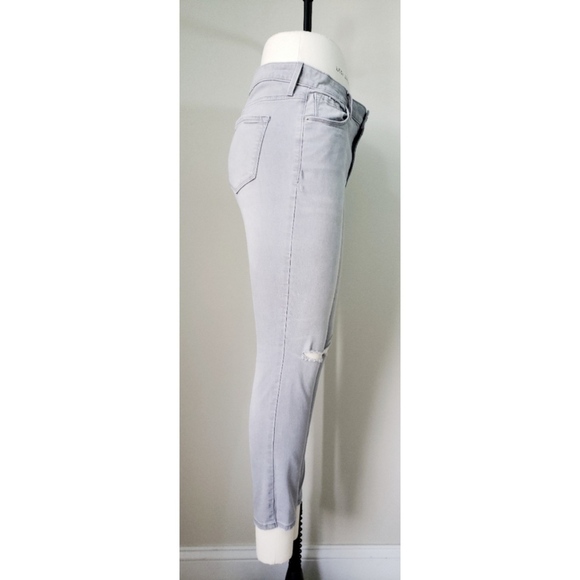 Distressed Gray Mid Rise Rockstar Stretchy Jeans - Picture 3 of 7